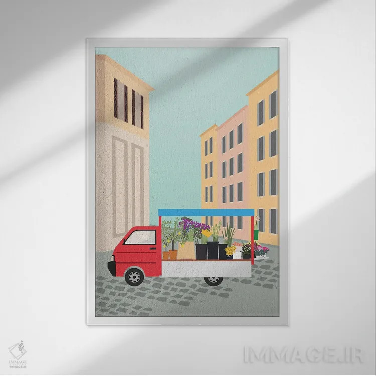 تابلو مدرن "وانت گل در رم، ایتالیا" اثر لایمن کریتیو کو. - نمای قابدار سفید
