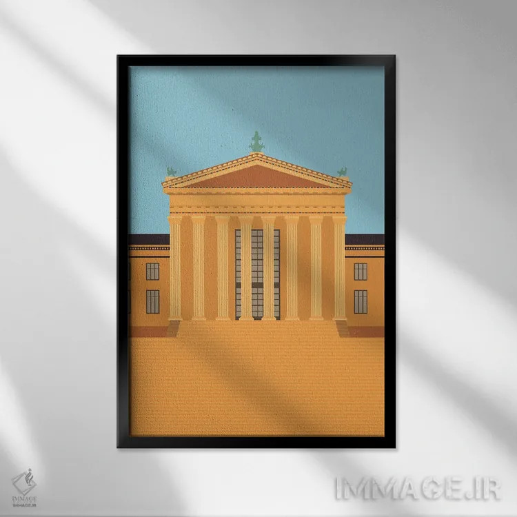 تابلو مدرن "موزه فیلادلفیا، پنسیلوانیا، آمریکا" اثر لایمن کریتیو کو. - نمای قابدار مشکی