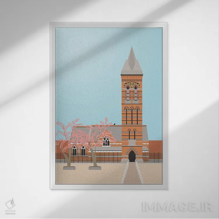 تابلو مدرن "کلیسای سنت جیمز د لس، لندن، انگلستان" اثر لایمن کریتیو کو. - نمای قابدار سفید