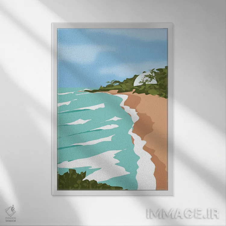 تابلو مدرن "ساحل دام ها، رینکون، پورتوریکو" اثر لایمن کریتیو کو. - نمای قابدار سفید