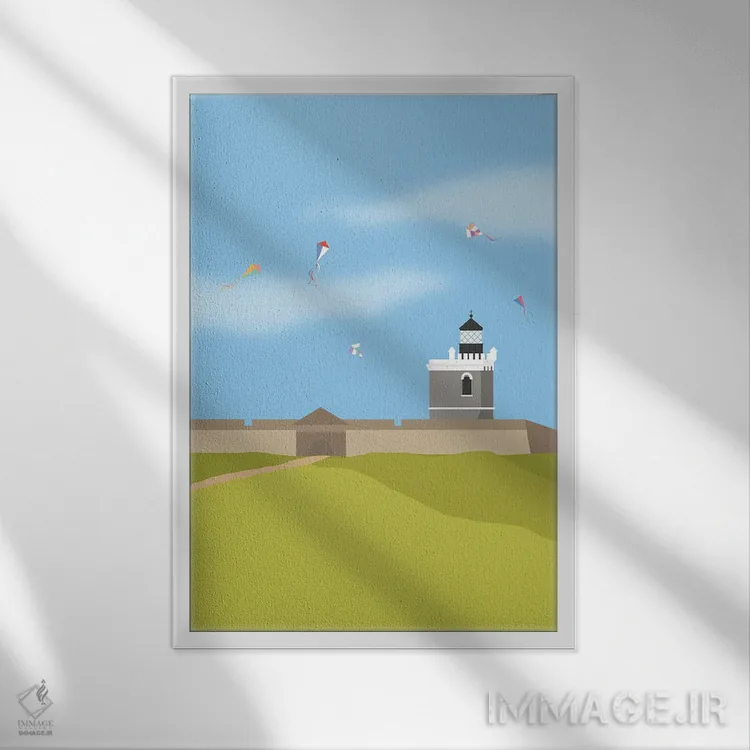 تابلو مدرن "فانوس دریایی، ال مورو، پورتوریکو" اثر لایمن کریتیو کو. - نمای قابدار سفید