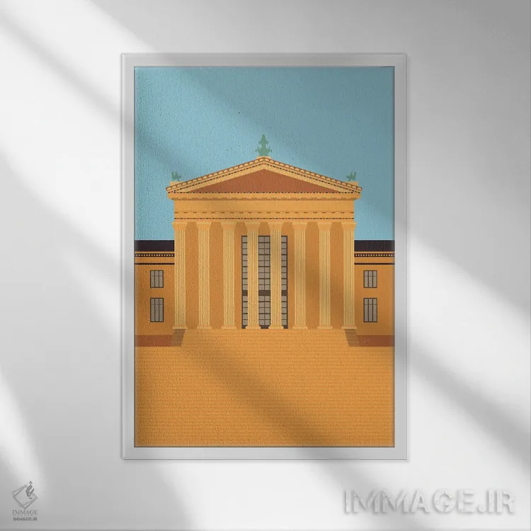 تابلو مدرن "موزه فیلادلفیا، پنسیلوانیا، آمریکا" اثر لایمن کریتیو کو. - نمای قابدار سفید