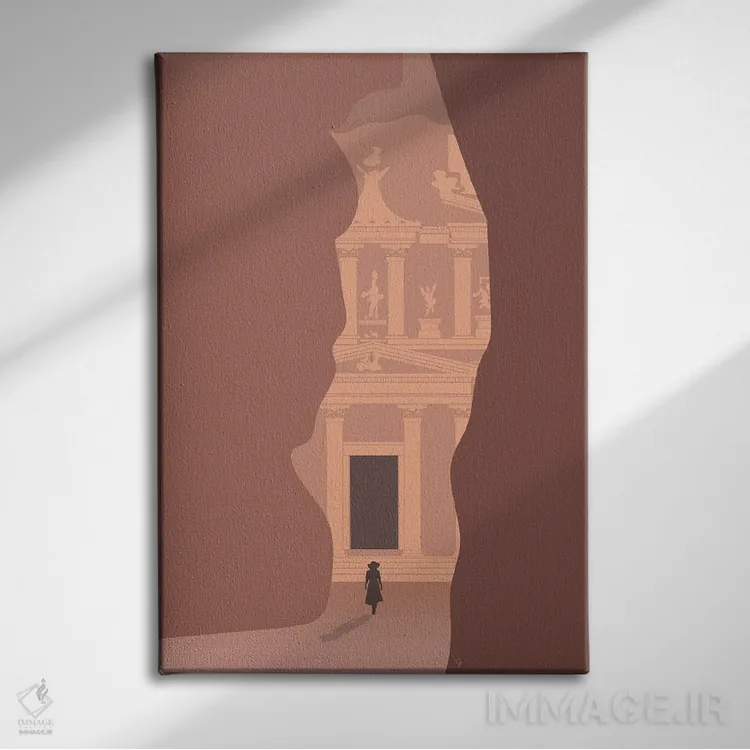 تابلو مدرن "ورودی سیک به خزانه پترا، اردن" اثر لایمن کریتیو کو. - نمای روبهرو روی دیوار