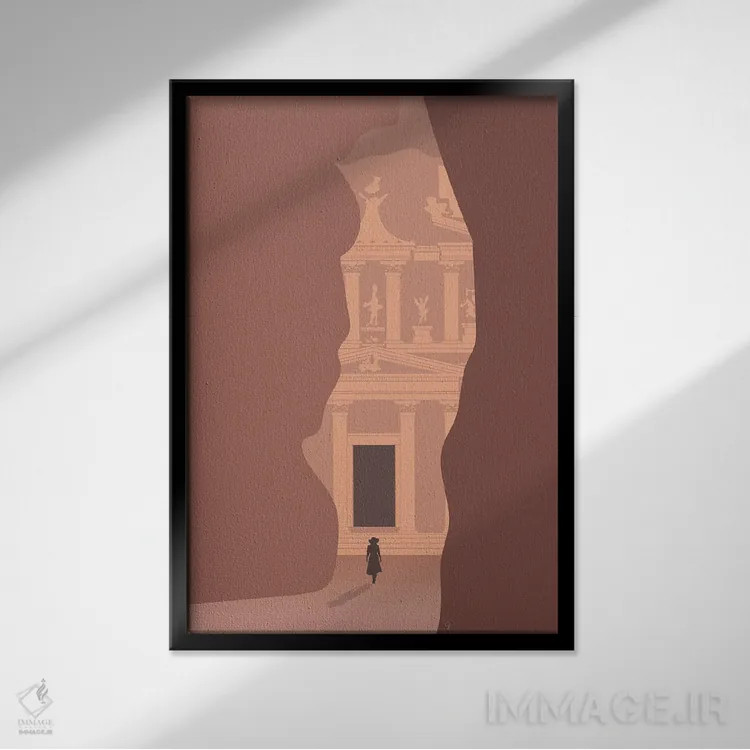تابلو مدرن "ورودی سیک به خزانه پترا، اردن" اثر لایمن کریتیو کو. - نمای قابدار مشکی