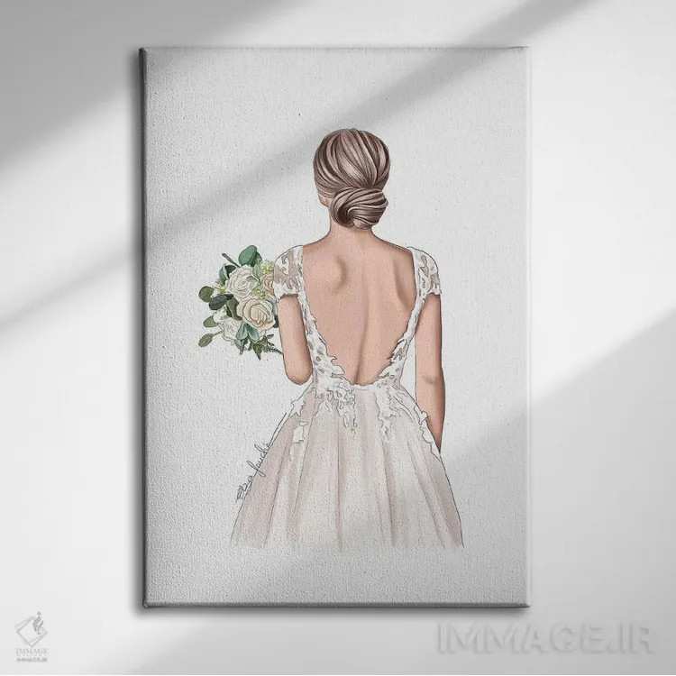تابلو دکوراتیو "عروس" اثر الزا فوچه - نمای روبهرو روی دیوار