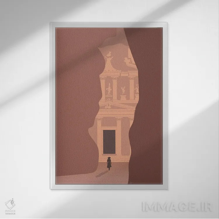 تابلو مدرن "ورودی سیک به خزانه پترا، اردن" اثر لایمن کریتیو کو. - نمای قابدار سفید