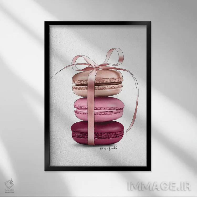 تابلو دکوراتیو "ماکارون ها " اثر الزا فوچه - نمای قابدار مشکی