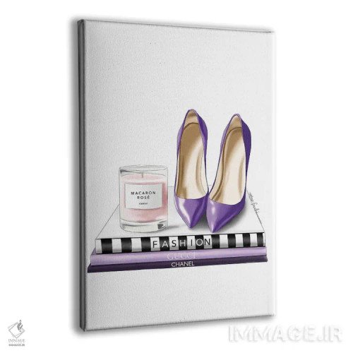 تابلو دکوراتیو شمع و کفش پاشنه دار اثر الزا فوچه - نمای پرسپکتیو محصول