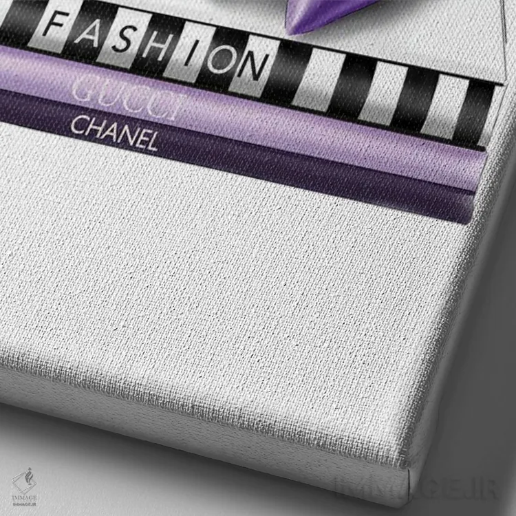 تابلو دکوراتیو شمع و کفش پاشنه دار اثر الزا فوچه - نمای نزدیک بافت بوم