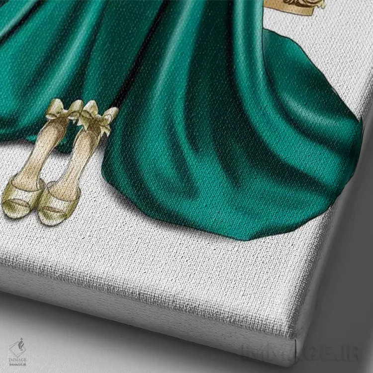 تابلو دکوراتیو پیراهن بلند و آینه اثر الزا فوچه - نمای نزدیک بافت بوم