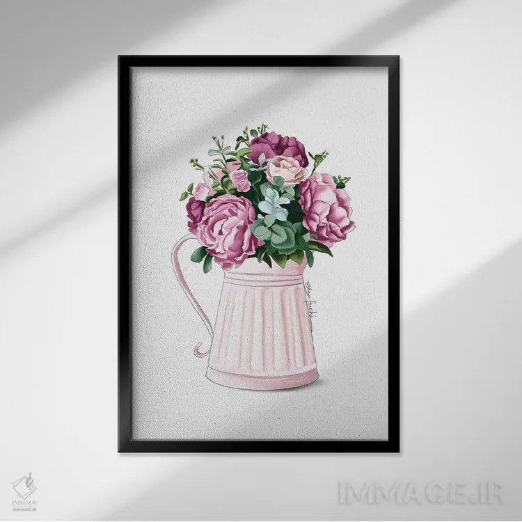 تابلو دکوراتیو گل های مزرعه اثر الزا فوچه - نمای قابدار مشکی