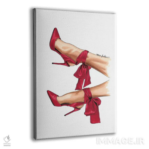 تابلو دکوراتیو کفش پاشنه دار قرمز سیر اثر الزا فوچه - نمای پرسپکتیو محصول