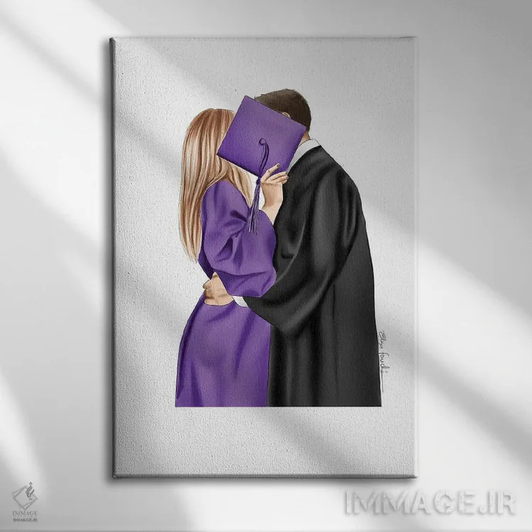 تابلو دکوراتیو زوج فارغ التحصیل اثر الزا فوچه - نمای روبهرو روی دیوار