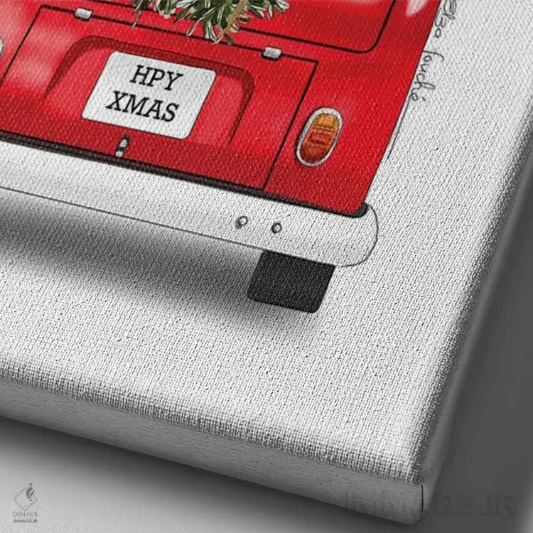 تابلو دکوراتیو کامیونت کریسمسی اثر الزا فوچه - نمای نزدیک بافت بوم