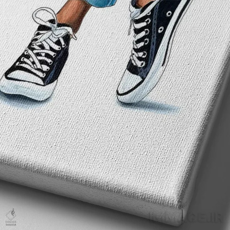 تابلو دکوراتیو کفش های راحتی اثر الزا فوچه - نمای نزدیک بافت بوم