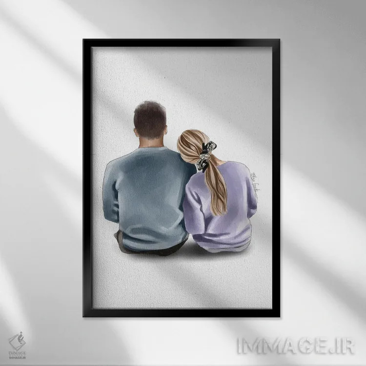 تابلو دکوراتیو برای همیشه با هم اثر الزا فوچه - نمای قابدار مشکی