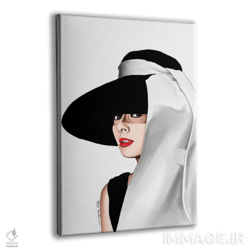 تابلو دکوراتیو آدری و کلاهش اثر الزا فوچه - نمای پرسپکتیو محصول