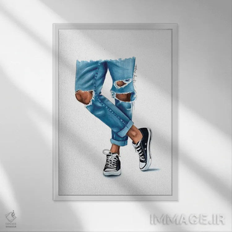 تابلو دکوراتیو کفش های راحتی اثر الزا فوچه - نمای قابدار سفید