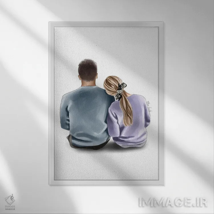 تابلو دکوراتیو برای همیشه با هم اثر الزا فوچه - نمای قابدار سفید