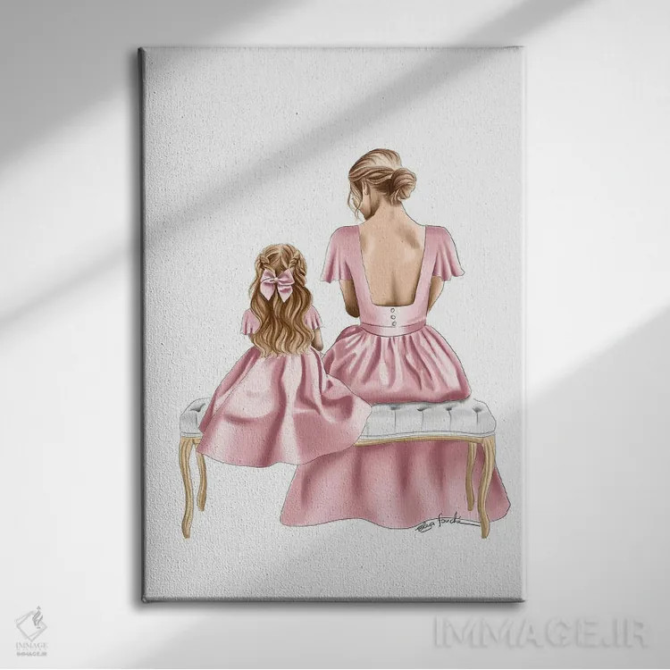 تابلو دکوراتیو زیبا در پیراهن ها اثر الزا فوچه - نمای روبهرو روی دیوار