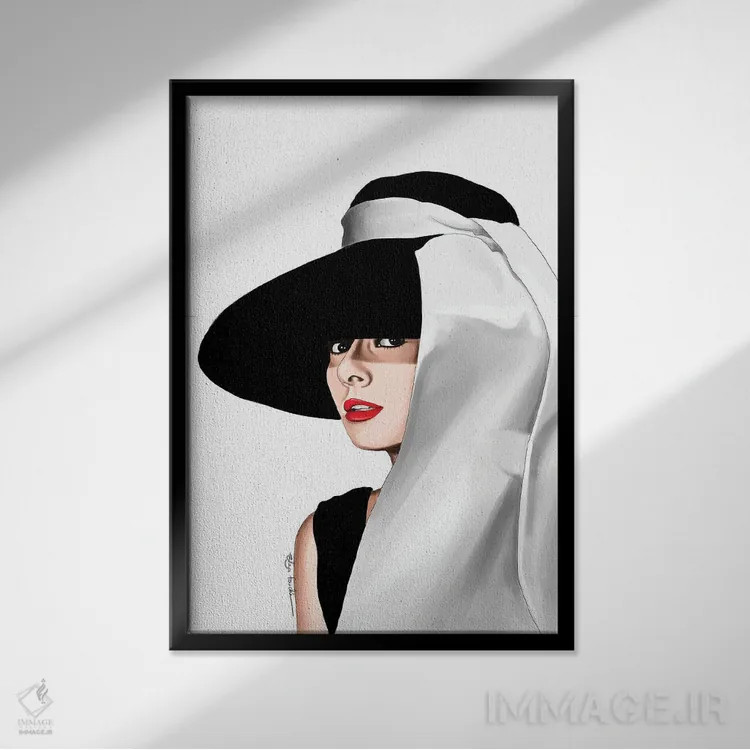 تابلو دکوراتیو آدری و کلاهش اثر الزا فوچه - نمای قابدار مشکی