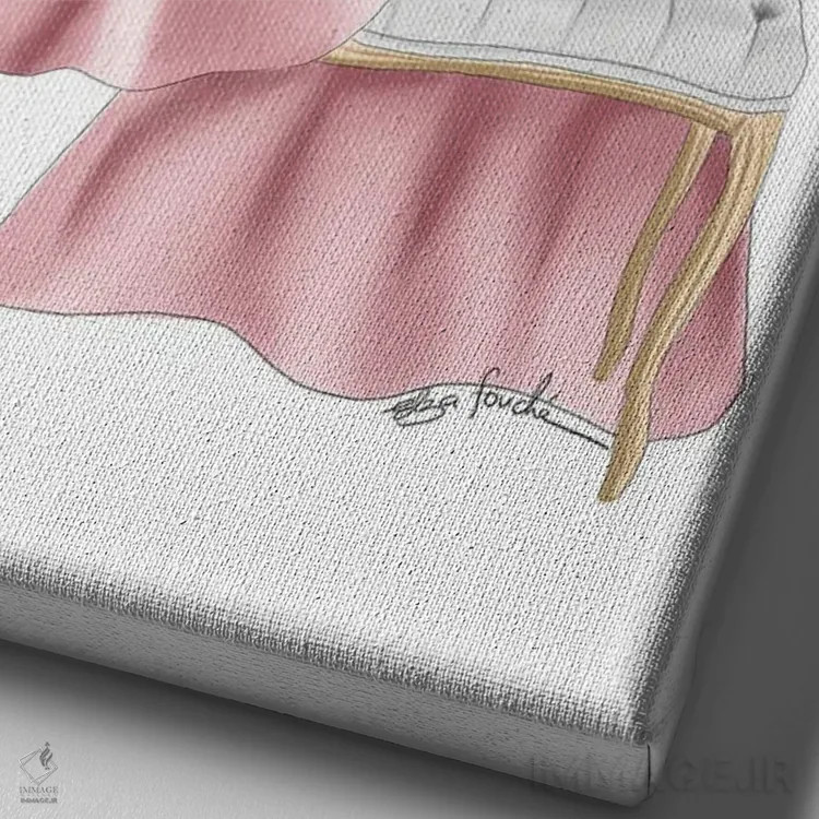 تابلو دکوراتیو زیبا در پیراهن ها اثر الزا فوچه - نمای نزدیک بافت بوم