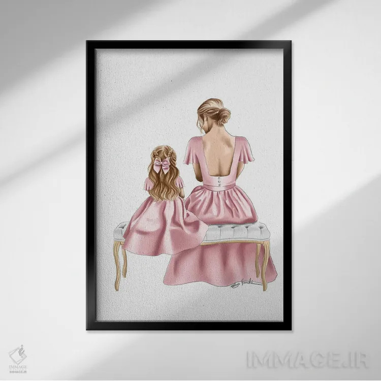 تابلو دکوراتیو زیبا در پیراهن ها اثر الزا فوچه - نمای قابدار مشکی