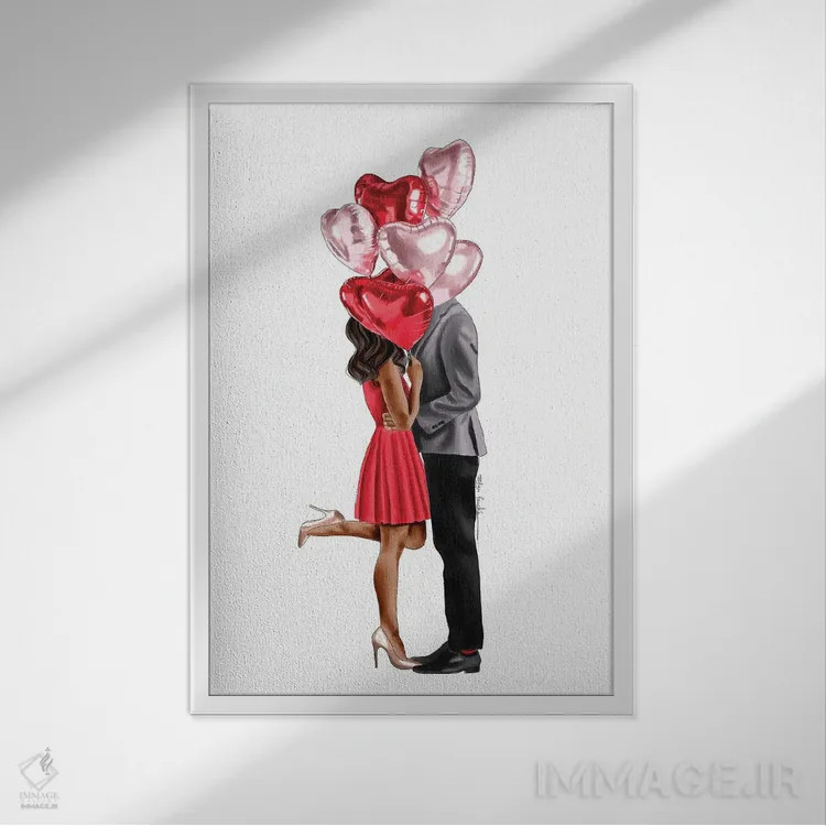 تابلو دکوراتیو پشت بادکنک ها III اثر الزا فوچه - نمای قابدار سفید