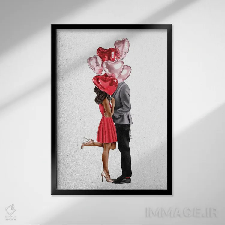 تابلو دکوراتیو پشت بادکنک ها III اثر الزا فوچه - نمای قابدار مشکی