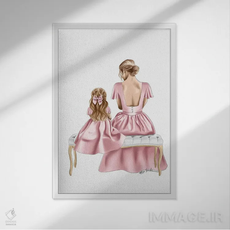 تابلو دکوراتیو زیبا در پیراهن ها اثر الزا فوچه - نمای قابدار سفید