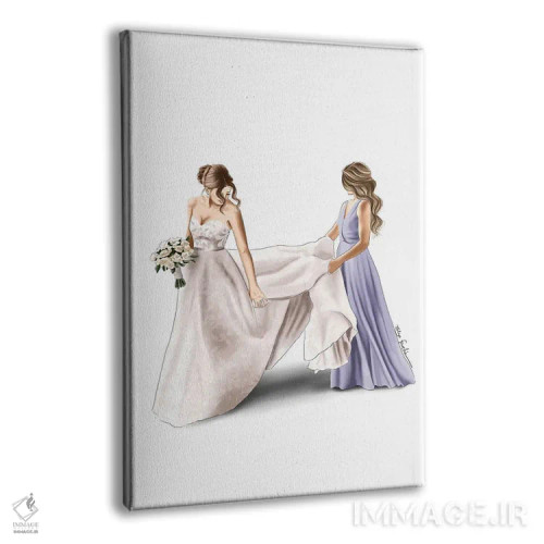 تابلو دکوراتیو عروس و ساقدوش اثر الزا فوچه - نمای پرسپکتیو محصول
