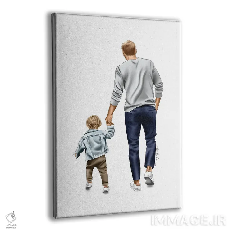 تابلو دکوراتیو پدر و پسر اثر الزا فوچه - نمای پرسپکتیو محصول