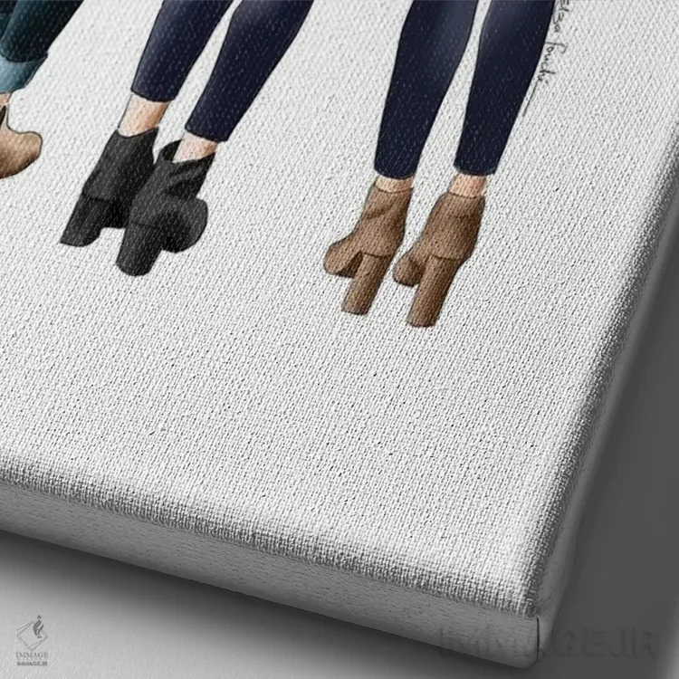 تابلو دکوراتیو سه رفیق صمیمی اثر الزا فوچه - نمای نزدیک بافت بوم