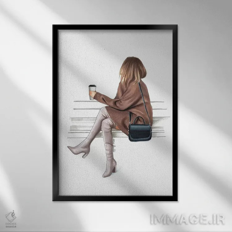 تابلو دکوراتیو وقفه قهوه اثر الزا فوچه - نمای قابدار مشکی
