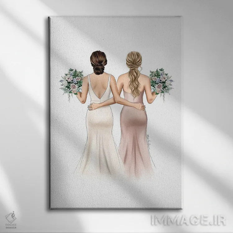 تابلو دکوراتیو آماده مراسم عروسی اثر الزا فوچه - نمای روبهرو روی دیوار