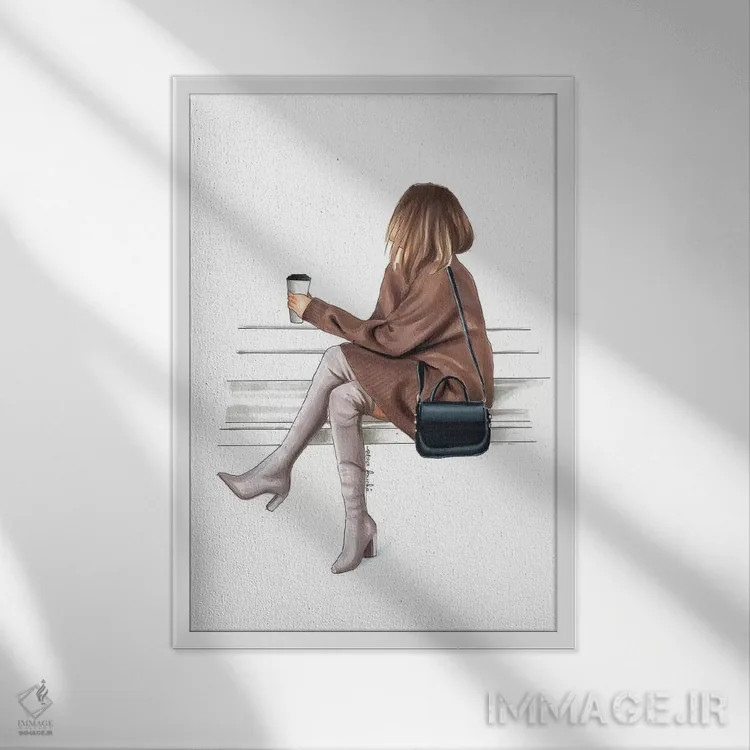 تابلو دکوراتیو وقفه قهوه اثر الزا فوچه - نمای قابدار سفید