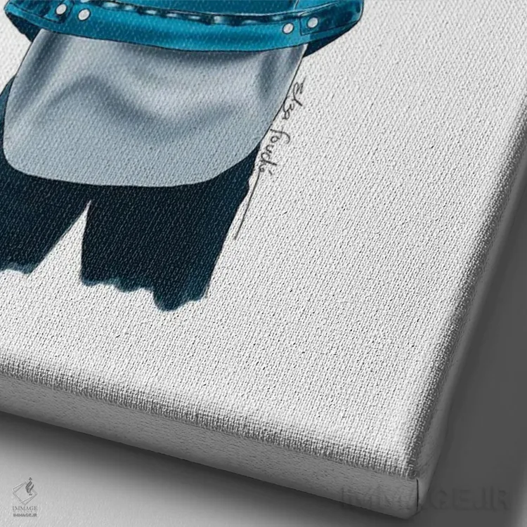 تابلو دکوراتیو دختر بابا I اثر الزا فوچه - نمای نزدیک بافت بوم