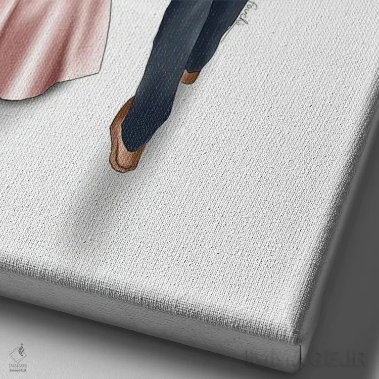 تابلو دکوراتیو قدم زدن پدر و دختر اثر الزا فوچه - نمای نزدیک بافت بوم