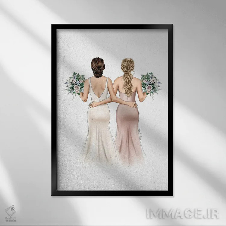 تابلو دکوراتیو آماده مراسم عروسی اثر الزا فوچه - نمای قابدار مشکی