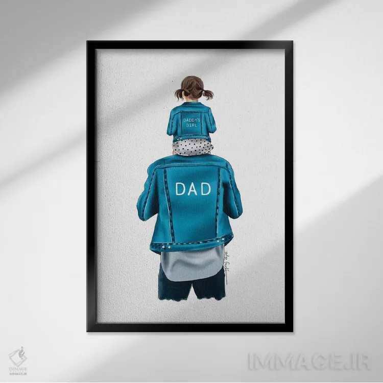 تابلو دکوراتیو دختر بابا II اثر الزا فوچه - نمای قابدار مشکی