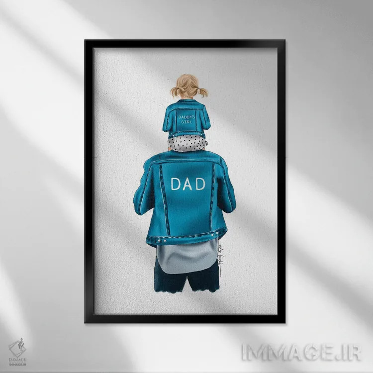 تابلو دکوراتیو دختر بابا I اثر الزا فوچه - نمای قابدار مشکی