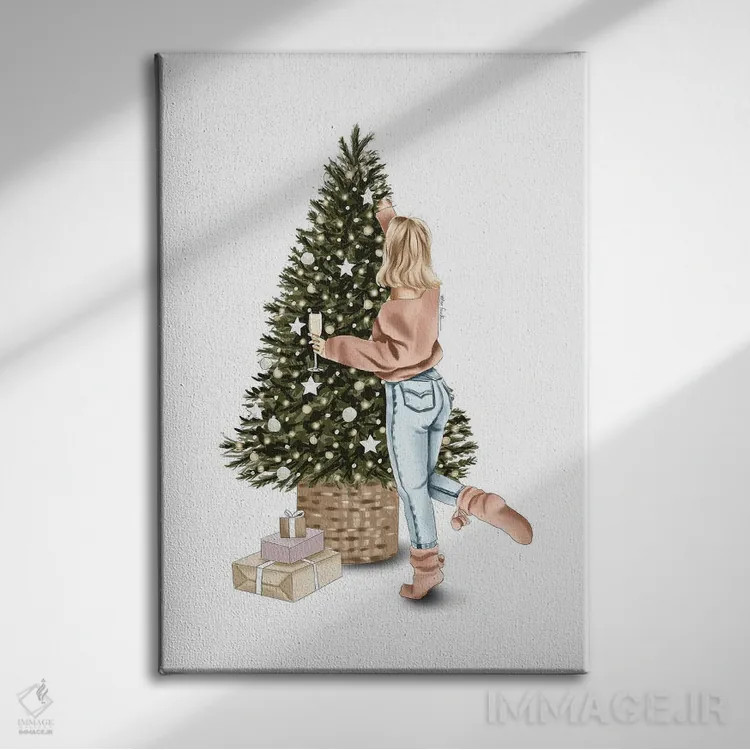 تابلو دکوراتیو تزیین درخت II اثر الزا فوچه - نمای روبهرو روی دیوار