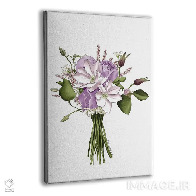 تابلو دکوراتیو دسته گل بنفش اثر الزا فوچه - نمای پرسپکتیو محصول