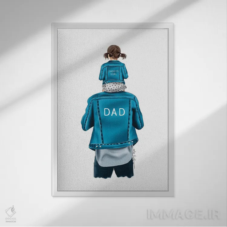 تابلو دکوراتیو دختر بابا II اثر الزا فوچه - نمای قابدار سفید