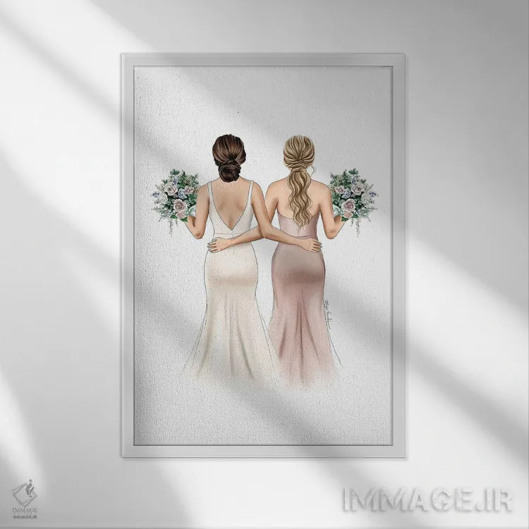 تابلو دکوراتیو آماده مراسم عروسی اثر الزا فوچه - نمای قابدار سفید