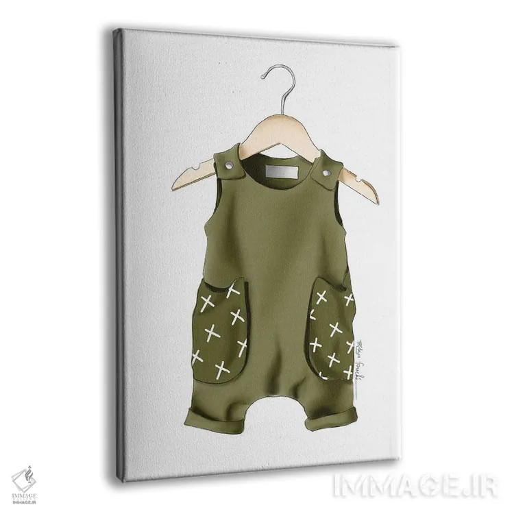تابلو دکوراتیو لباس نوزاد پسر اثر الزا فوچه - نمای پرسپکتیو محصول