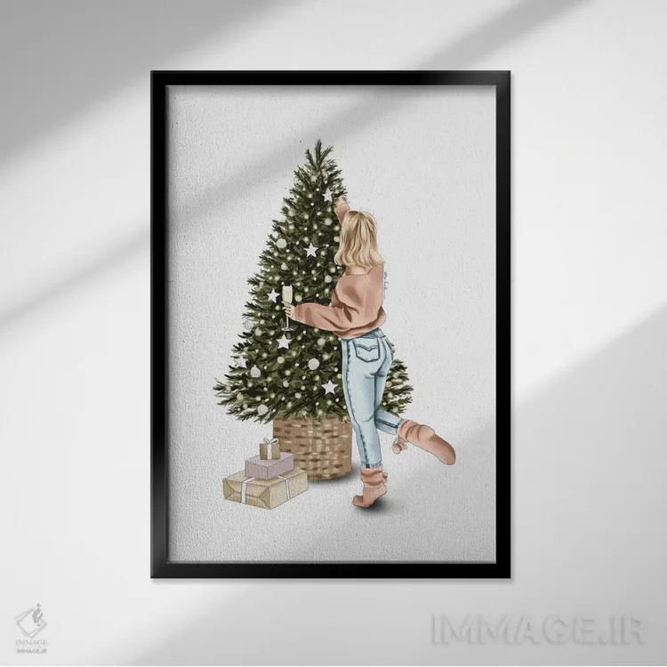 تابلو دکوراتیو تزیین درخت II اثر الزا فوچه - نمای قابدار مشکی