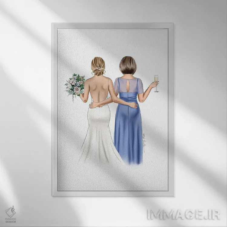 تابلو دکوراتیو عروس و مادر اثر الزا فوچه - نمای قابدار سفید