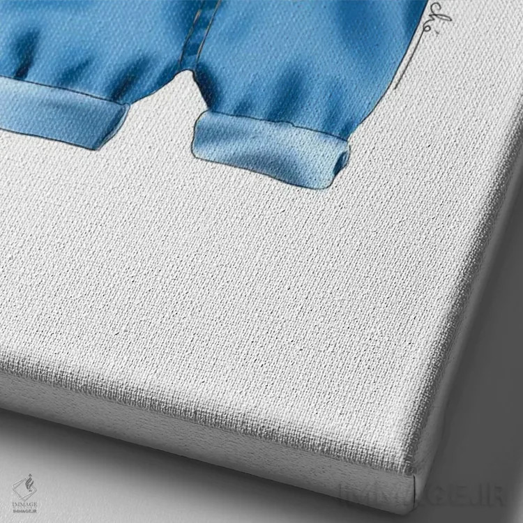 تابلو دکوراتیو لباس نوزاد پسر II اثر الزا فوچه - نمای نزدیک بافت بوم