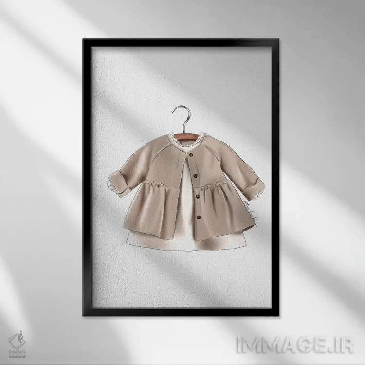 تابلو دکوراتیو لباس نوزاد دختر II اثر الزا فوچه - نمای قابدار مشکی